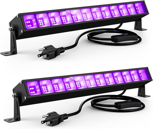 Atfoyer 40W LED Black Light Bar Black Lights for Glow Party Blacklight with Plug Each Light Up 484 Sq.ft Area Glow Light for Halloween Fluorescent Body Paint Stage Lighting Bedroom